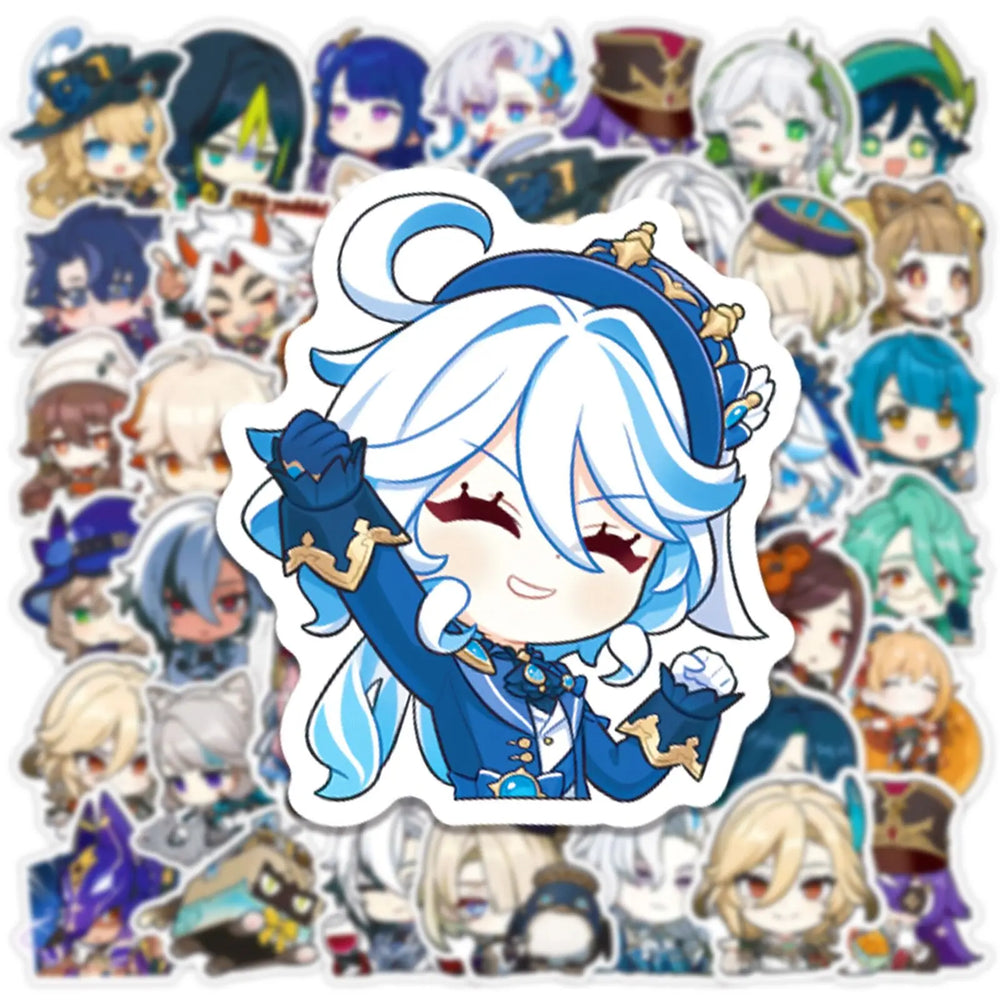 10/50pcs Cute Game Anime Genshin Impact Stickers Kawaii Laptop Guitar Suitcase Car Motorcycle Waterproof Vinyl Decals Sticker (Online Order Only)
