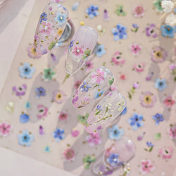 Colourful Dried Flower Petal Texture Peach Blossom Orchid Fragrant Bouquet 5D 3D Self Adhesive Nail Art Stickers Manicure Decals (ONLINE ORDER ONLY)