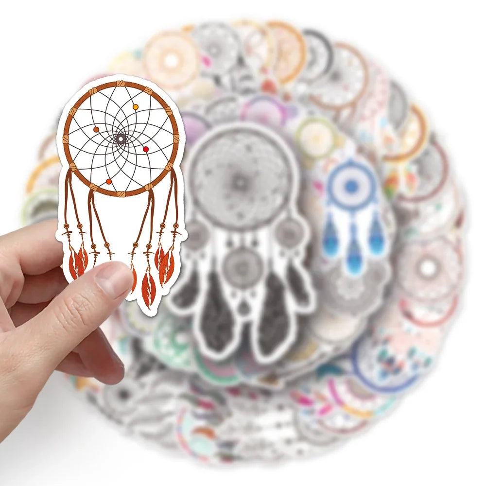10/50Pcs Trendy Bohemian Catcher Feathers Bundle Decals Small Self-Adhesive Stickers for Laptops Journal Scrapbook Craft (ONLINE ORDER ONLY)