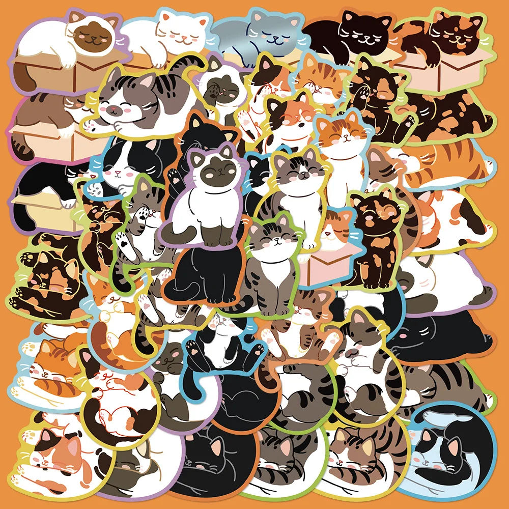 50Pcs Cute Cat Stickers for Helmet, Wall, Desktop Decoration (ONLINE ORDER ONLY)