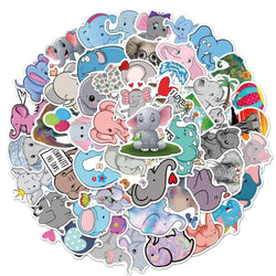 Cute Elephant Cartoon Stickers for Laptop, Motorcycle, Luggage, Snowboard, Fridge (10/30/50 Pcs) (ONLINE ORDER ONLY)