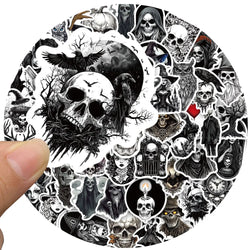 50pcs Gothic Darkness Aesthetic Witch Skull Stickers For Luggage Laptop Water Bottle Notebook Waterproof Graffiti Vinyl Decals (Online Order Only)