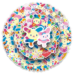 50Pcs Kawaii Rabbit Waterproof Vinyl Stickers for Skateboard Snowboard (Online Order Only)