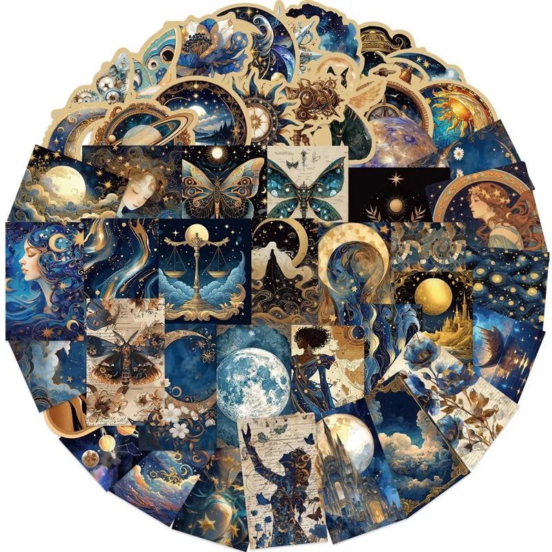 50PCS Gorgeous Universe PVC Sticker Aesthetic DIY Children's Decoration Scrapbooking Stationery Hand Accounting Tool Supplies (ONLINE ORDER ONLY)