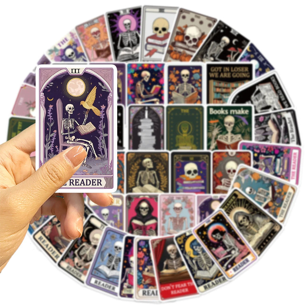 50PCS Creative The Reader Dusty Tarot Card Stickers Phone Cases Laptop DIY Personalized Waterproof Stickers Decorative (ONLINE ORDER ONLY)