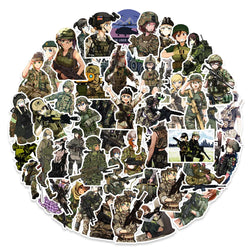10/30/50pcs Anime Camouflage Female Military Uniform Girls Stickers Laptop Motorcycle Skateboard Phone Wall Sticker Kids Toys (ONLINE ORDER ONLY)