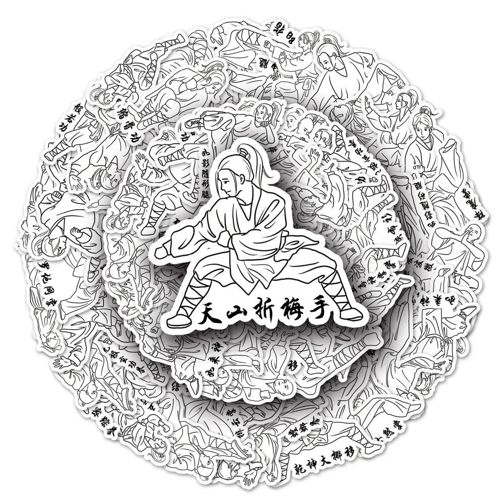 50Pcs Kung Fu Cartoon Waterproof Vinyl Stickers for Skateboard Snowboard (Online Order Only)