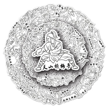 50Pcs Kung Fu Cartoon Waterproof Vinyl Stickers for Skateboard Snowboard (Online Order Only)