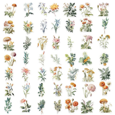 10/30/50PCS Fresh Watercolor Flower PVC Sticker Aesthetic Colorful Decoration Scrapbooking Stationery School Supplies for Kids (ONLINE ORDER ONLY)