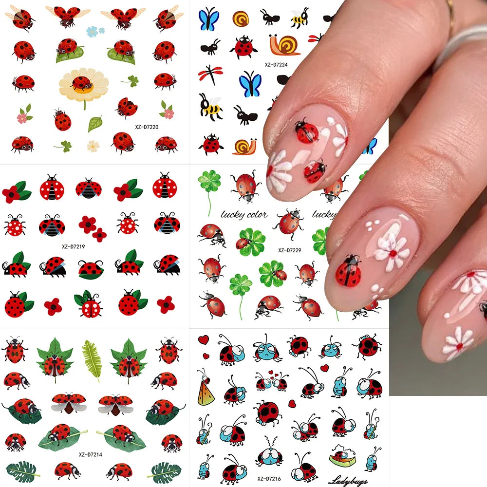 30pcs/Set Y2K 3D Cute Insect Nail Stickers Chic Dragonfly Spider Insect Butterfly Design Sliders Ladybug Beetle Manicure Decals* (Online Order Only)