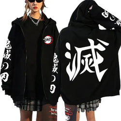 Demon Slayer Pattern Print Sweatshirt Harajuku Zipper Hoodie (ONLINE ORDER ONLY)