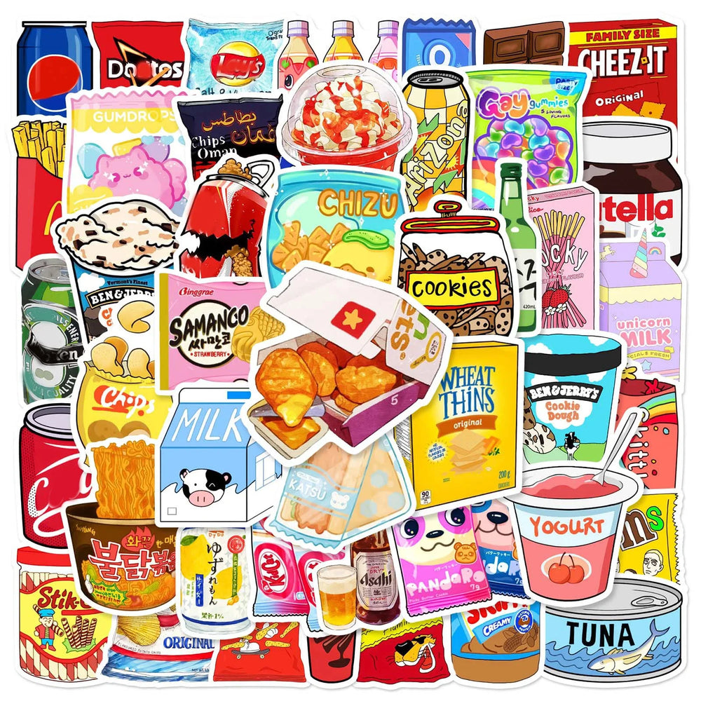 10/30/50Pcs Food and Drink Brand Sticker Packs (ONLINE ORDER ONLY)