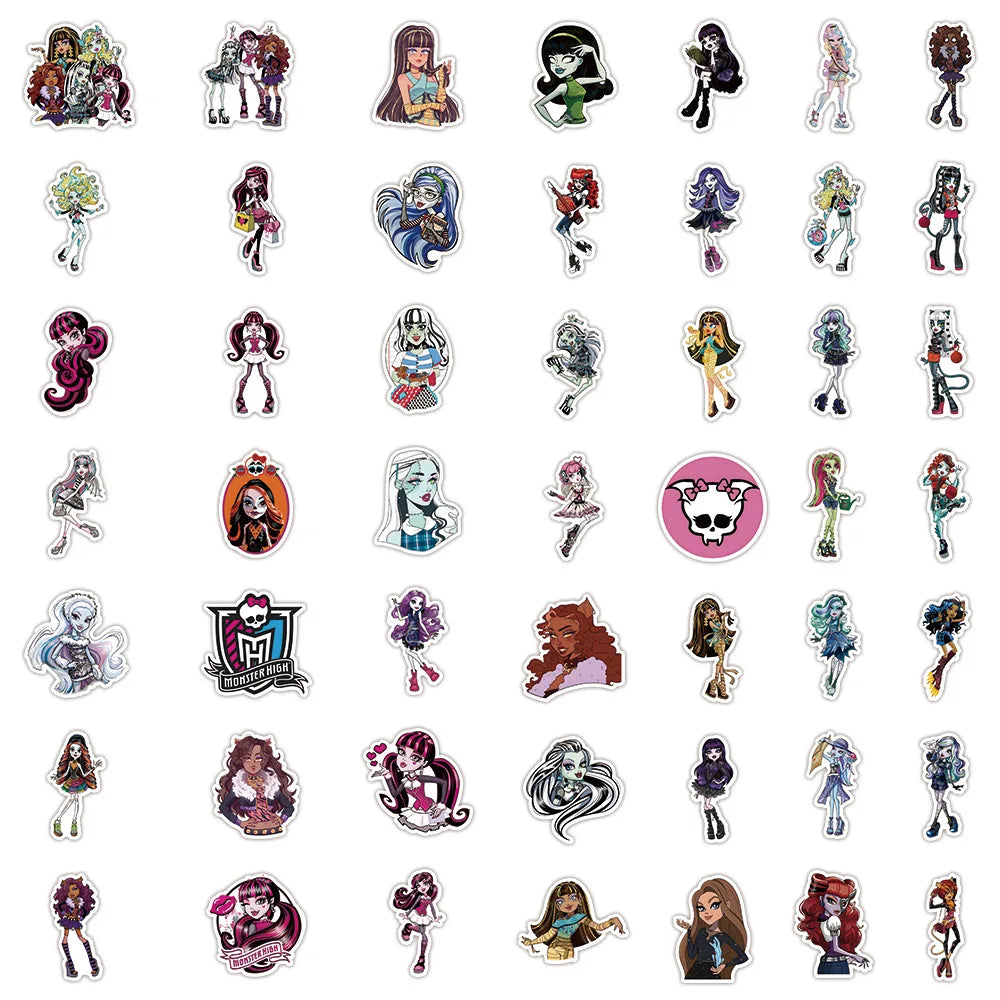 10/30/50PCS Monster High School Stickers Anime Graffiti Decals DIY Suitcase Notebook Suitcase Laptop Phone Cartoon Sticker Toys (ONLINE ORDER ONLY)
