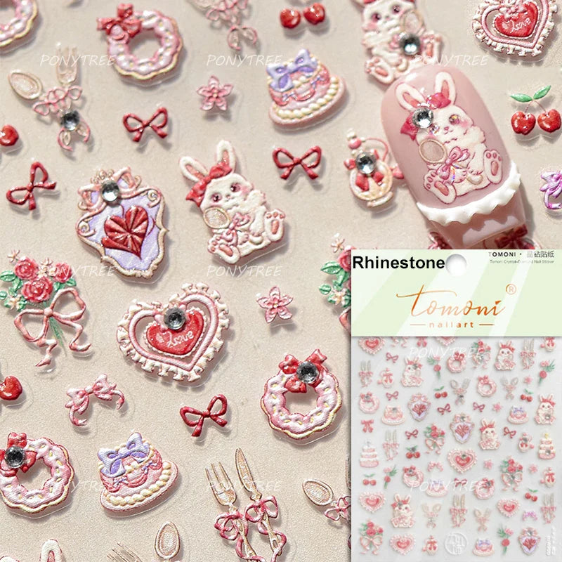 Colourful Jelly Rabbit Bunny Gummy Bear Cute Lollipop Soda Water Candy Snack Pudding Star Heart Nail Art Stickers Manicure Decal (ONLINE ORDER ONLY)
