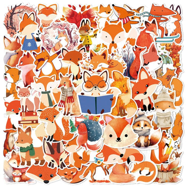 10/50Pcs Cute Fox Cartoon Stickers Waterproof DIY Skateboard Phone Decals Kids Toys (Online Order Only)