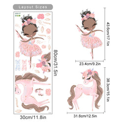 Ballerina Swan Flower Wall Stickers for Kids Room Decor (ONLINE ORDER ONLY)