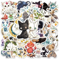 50pcs Weird Monsters Stickers Funny Cute Cartoon Fairy Tale Water Bottle Sticker Laptop Luggage Guitar Waterproof Vinyl Decals (Online Order Only)