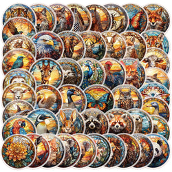 10/50PCS Vintage Glass Style Gothic Animal Label Stickers Aesthetic DIY Skateboard Fridge Car Laptop Travel Luggage Cool Sticker (Online Order Only)