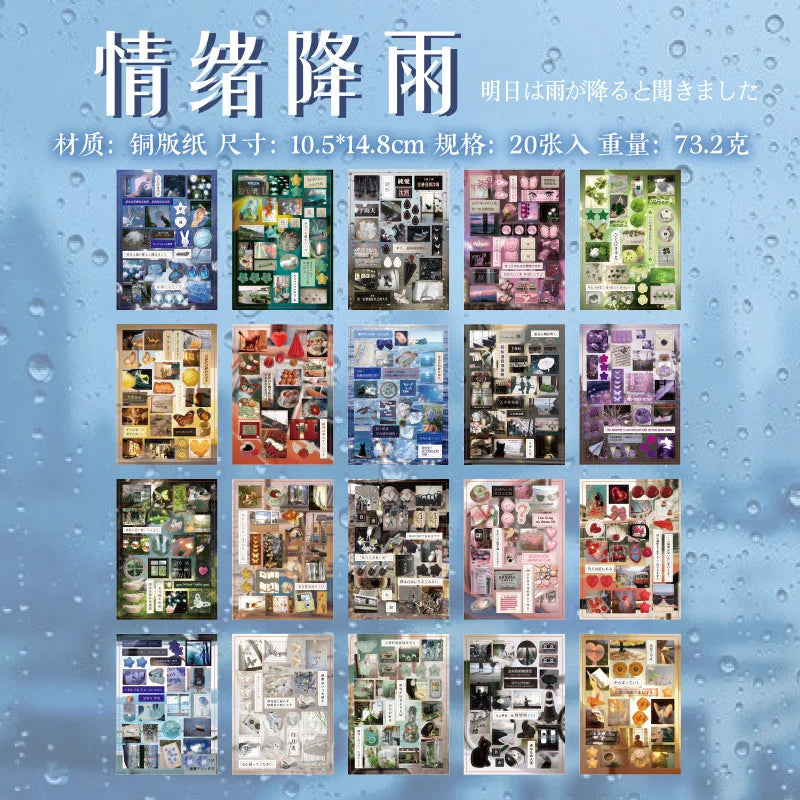 20 Pages Japanese Retro Ins Decorative Stickers Book Scrapbooking Phone Case DIY Journal Collage Material Sticker Gift (ONLINE ORDER ONLY)