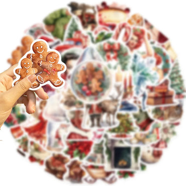 10/30/50PCS New Year Christmas Stickers Graffiti Decoration Gift Waterproof Skateboard Phone Notebook Guitar Wall Decals Toys (Online Order Only)