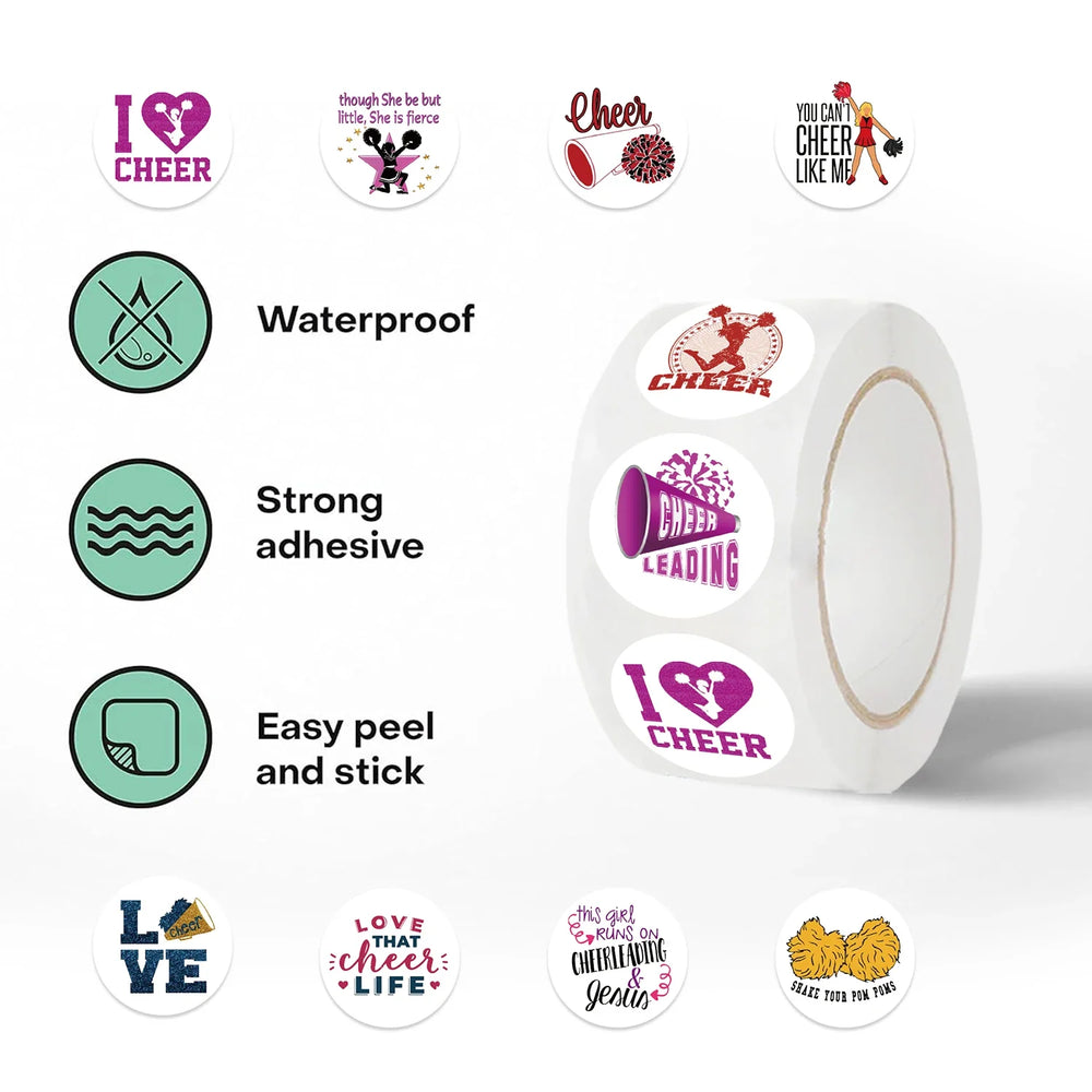500Pcs/Roll INS Cartoon Sports Cheerleading Team Stickers PVC Stationery Helmet Bike Sticker for Boys Girls Toys Gift Decals (ONLINE ORDER ONLY)