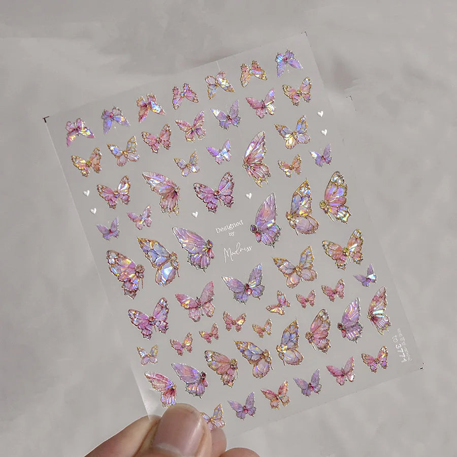 5D Embossed Butterfly Nail Stickers Self Adhesive Decals 3D Acrylic Nail Art Supplies (Online Order Only)