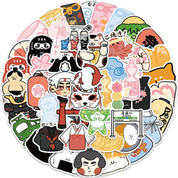 50Pcs Japanese Style Stickers Peace Amulet Carp Streamer Aesthetic Decals Graffiti Stickers Waterproof Skateboard Laptop Kid Toy (ONLINE ORDER ONLY)