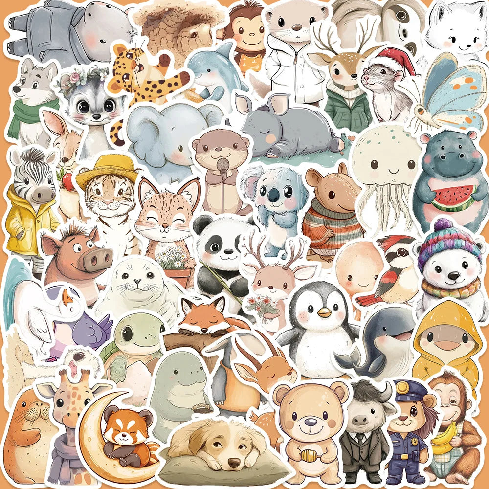 50pcs Cute Animal Cartoon Graffiti Stickers for Helmet, Wall, DIY Decoration (ONLINE ORDER ONLY)