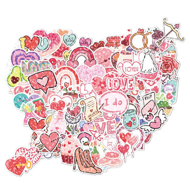 10/30/50/100PCS Valentine's Day Romantic Cartoon Stickers Holographic Laser Decals Graffiti Toy DIY Notebook Phone Gift For Love (ONLINE ORDER ONLY)