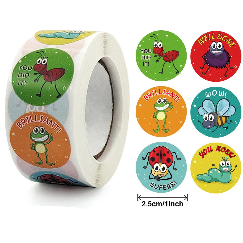 100-500pcs Cute Cartoon Animals Thank You Label Stickers For Gift Package Card Festival Party Wrapping Children Teaching 1inch (ONLINE ORDER ONLY)