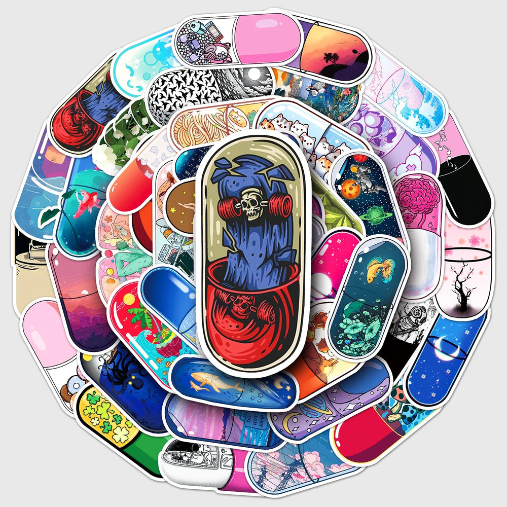 50Pcs Cartoon Waterproof Vinyl Stickers for Skateboard Snowboard Decals (ONLINE ORDER ONLY)