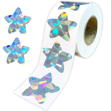 100-500pcs Holographic Star Silvery Stickers For Kids Reward Foil Star Stickers Labels For Wall Crafts Classroom Supplies 1inch (ONLINE ORDER ONLY)