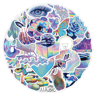 10/30/53pcs Cute VSCO Holographic Laser Cartoon Stickers DIY Motorcycle Laptop Phone Luggage Fridge Decoration Sticker Kids Toys (ONLINE ORDER ONLY)