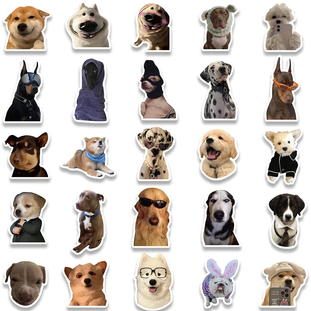 10/30/50/100pcs Cute Dog Cat MEME Funny Animals Stickers Kawaii Cartoon Decals Skateboard Notebook Luggage Phone Car Sticker Toy (ONLINE ORDER ONLY)
