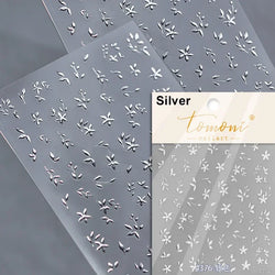 Autumn Fall Maple Leaves Ginkgo Leaf Osmanthus Chrysanthemums Rabbit Bunny Plant Flower Relief Nail Art Sticker Decoration Decal (ONLINE ORDER ONLY)