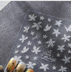 Pure White Lily Petals Flower Butterfly Branch Leaves Line Minimalist Self Adhesive Nail Art Decorations Sticker Manicure Decals (ONLINE ORDER ONLY)
