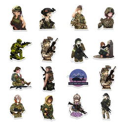 10/30/50pcs Anime Camouflage Female Military Uniform Girls Stickers Laptop Motorcycle Skateboard Phone Wall Sticker Kids Toys (ONLINE ORDER ONLY)