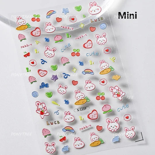 Small Animals Meeting Dog Cat Kitten Bowknot Cherry Butterfly Wreath Paw Star Hat Self Adhesive Nail Art Stickers Manicure Decal (ONLINE ORDER ONLY)