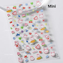 Poker Cards Mr Rabbit Tilted Teacup Bunny Cup Heart Star Block Bow Tie Hot Stamping Adhesive Nail Art Stickers Manicure Decals (ONLINE ORDER ONLY)
