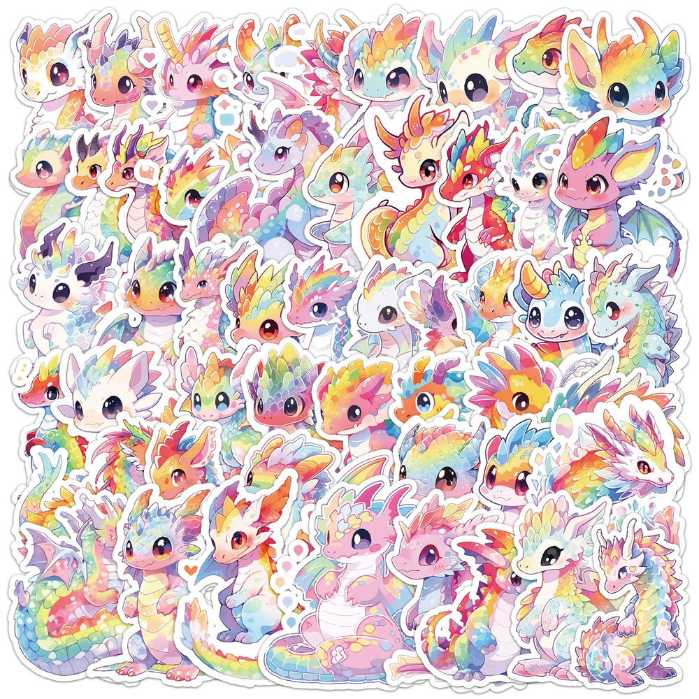 50pcs Cute Dragon Graffiti Stickers for Helmet, Wall, DIY Decoration (Online Order Only)