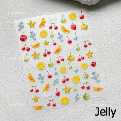 Interesting Joyful Fruits Apple Strawberry Orange Watermelon Grape Lemon Pear Vitamins Colored Nail Art Stickers Manicure Decals (ONLINE ORDER ONLY)