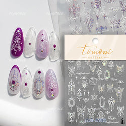 Shiny Butterfly Lace Line Bowknot Silk Ribbon Star Love Heart Fantasy Delicate Chic Adhesive Nail Art Stickers Manicure Decals (Online Order Only)