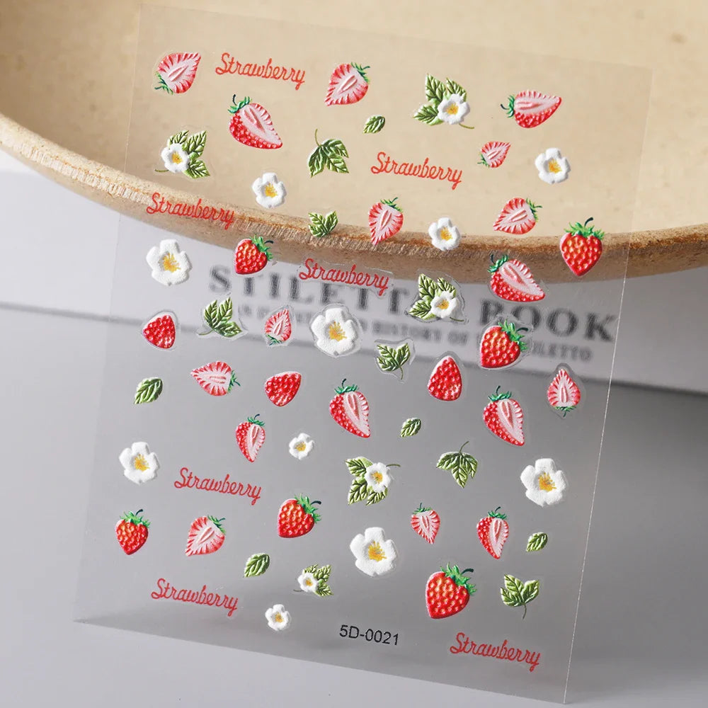 1pc 5D Flower Design Nail Art Stickers Colorful Flowers Nail Art Decals For DIY & Nail Salons Self-Adhesive Nail Art Supplies *^ (ONLINE ORDER ONLY)