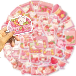 10/30/50PCS Cute Pink Food PVC Sticker Aesthetic Children's Decoration Scrapbooking Korean Stationery School Supplies for Kids (ONLINE ORDER ONLY)