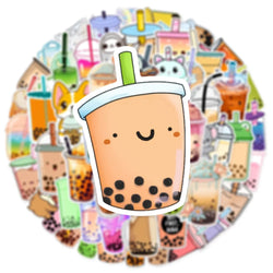 10/50Pcs Pearl Milk Tea Drink Cup Graffiti Stickers for DIY Scrapbook Suitcase Water Bottle Phone Laptop Guitar Kids Toy (ONLINE ORDER ONLY)