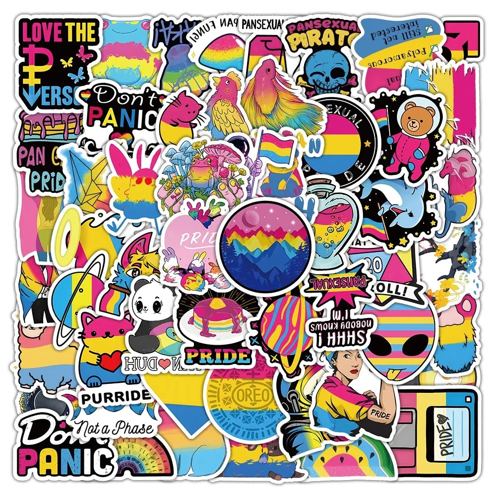 Pansexual Pride Graffiti Stickers Rainbow LGBT Decals for Laptop Guitar Notebook Helmet Toys (Online Order Only)