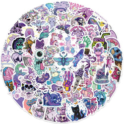 10/30/65PCS Cute Purple Gothic Halloween Skull Cartoon Sticker DIY Laptop Luggage Skateboard Graffiti Decals Fun for Toy Gift (ONLINE ORDER ONLY)