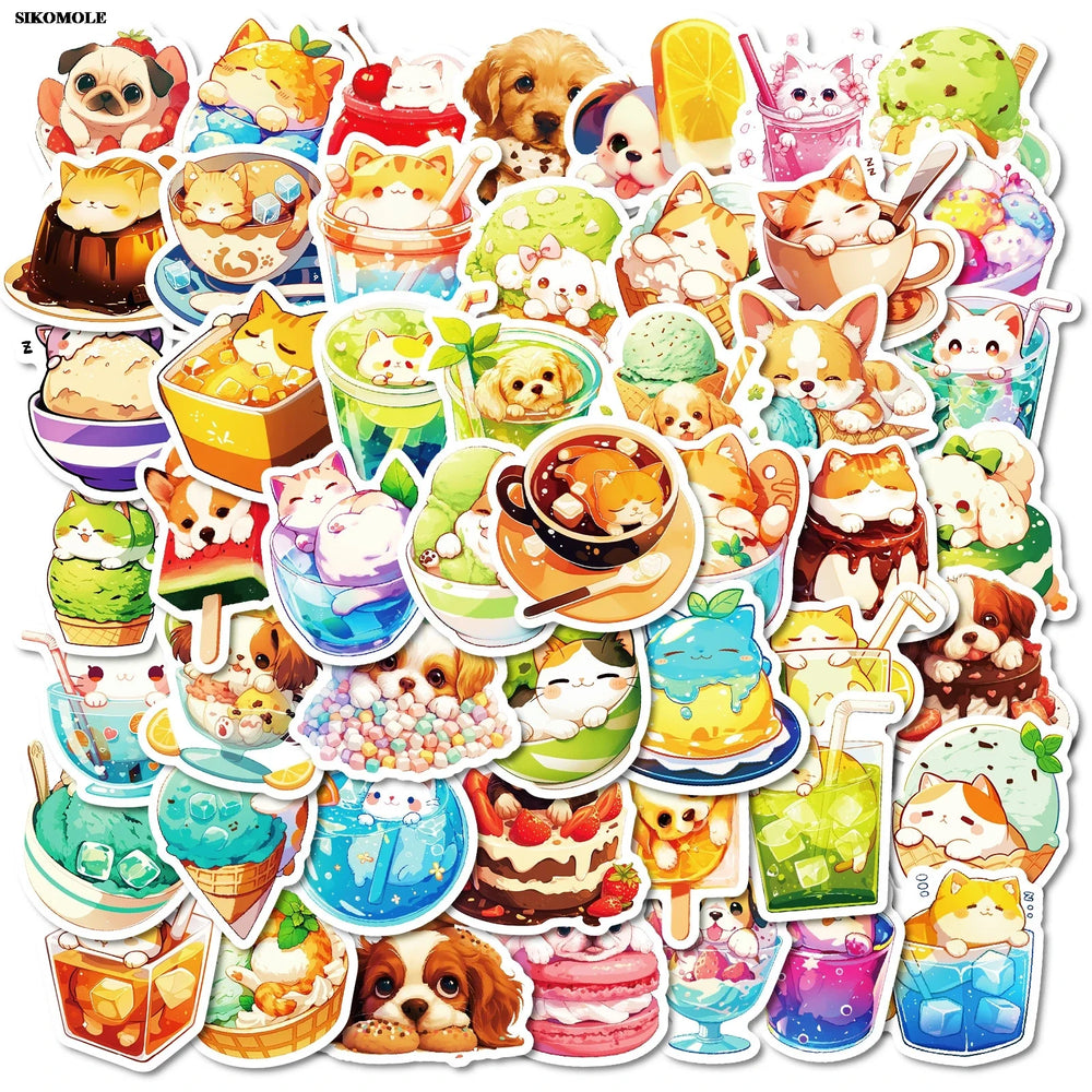 Cute Animal Food Stickers for Laptop, Bike, Skateboard - 10/30/50PCS (Online Order Only)