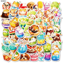 Cute Animal Food Stickers for Laptop, Bike, Skateboard - 10/30/50PCS (Online Order Only)