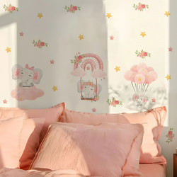 Pink Elephant Balloon Wall Stickers for Nursery or Girls Room (Online Order Only)